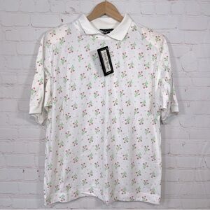 Vintage Ashleigh Morgan Shirt Womens Large White Floral Collared Shoulder Pads